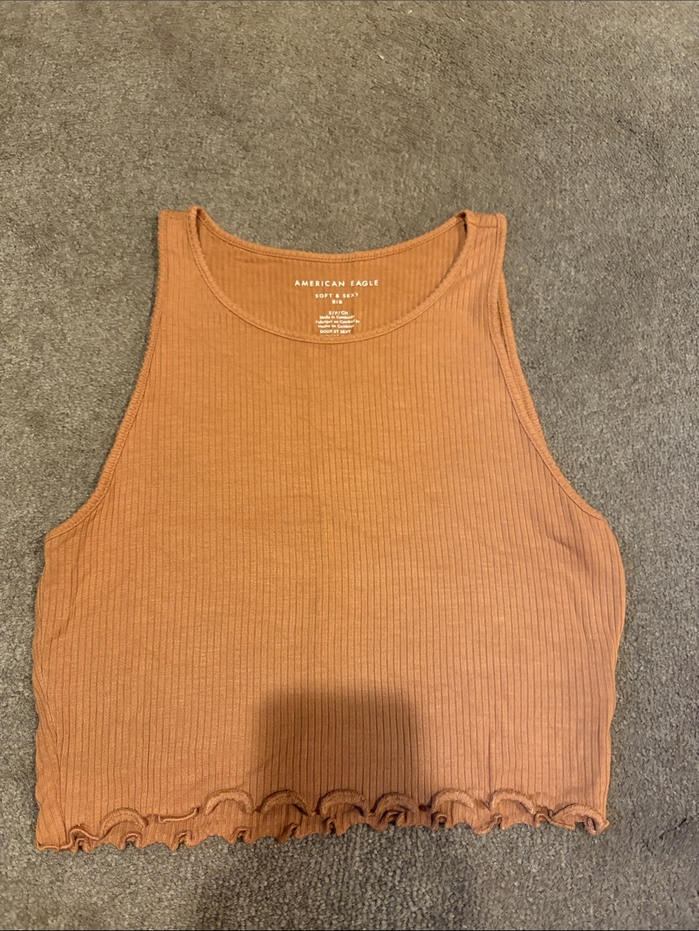 American Eagle Outfitters burnt orange ribbed cropped tank